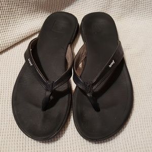 Basic Black Reef Womens Beach Sandles Size 9